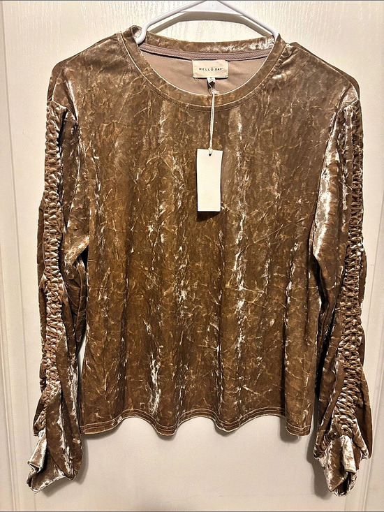 MELLODAY Tops - Mello Day Velvet Long Sleeve Top in Brown Size Medium NWT